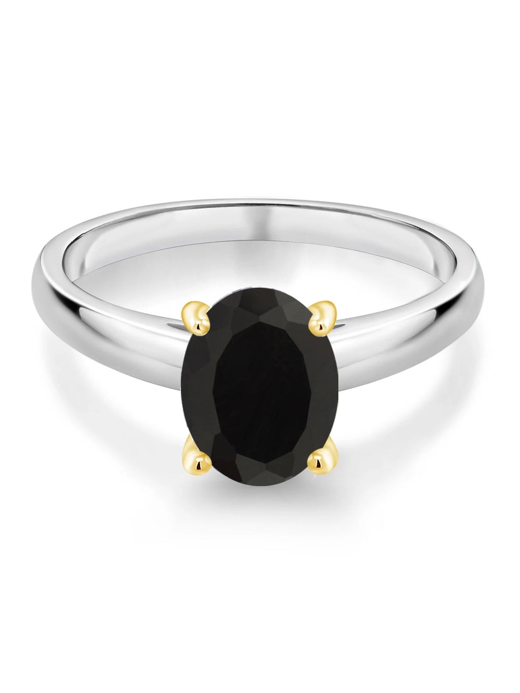 Oval Black Onyx 925 Silver 10K Yellow Gold Ring G227422