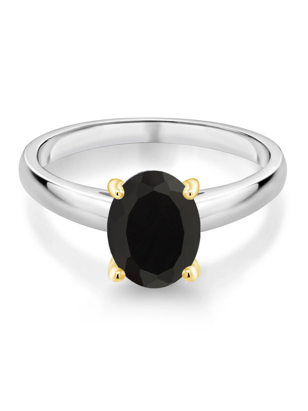 Oval Black Onyx 925 Silver 10K Yellow Gold Ring G227422