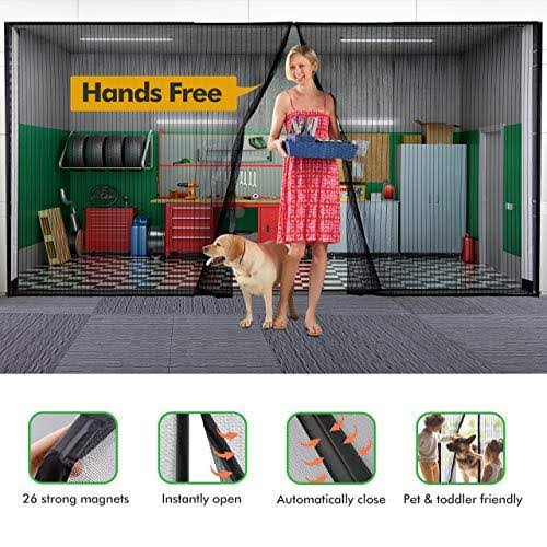 Magnetic Garage Door Screen 9x7ft with Heavy Duty Mesh Curtain I14766