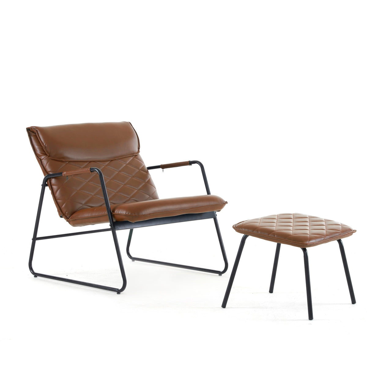 Dark Brown Accent Chair and Ottoman Set O838913