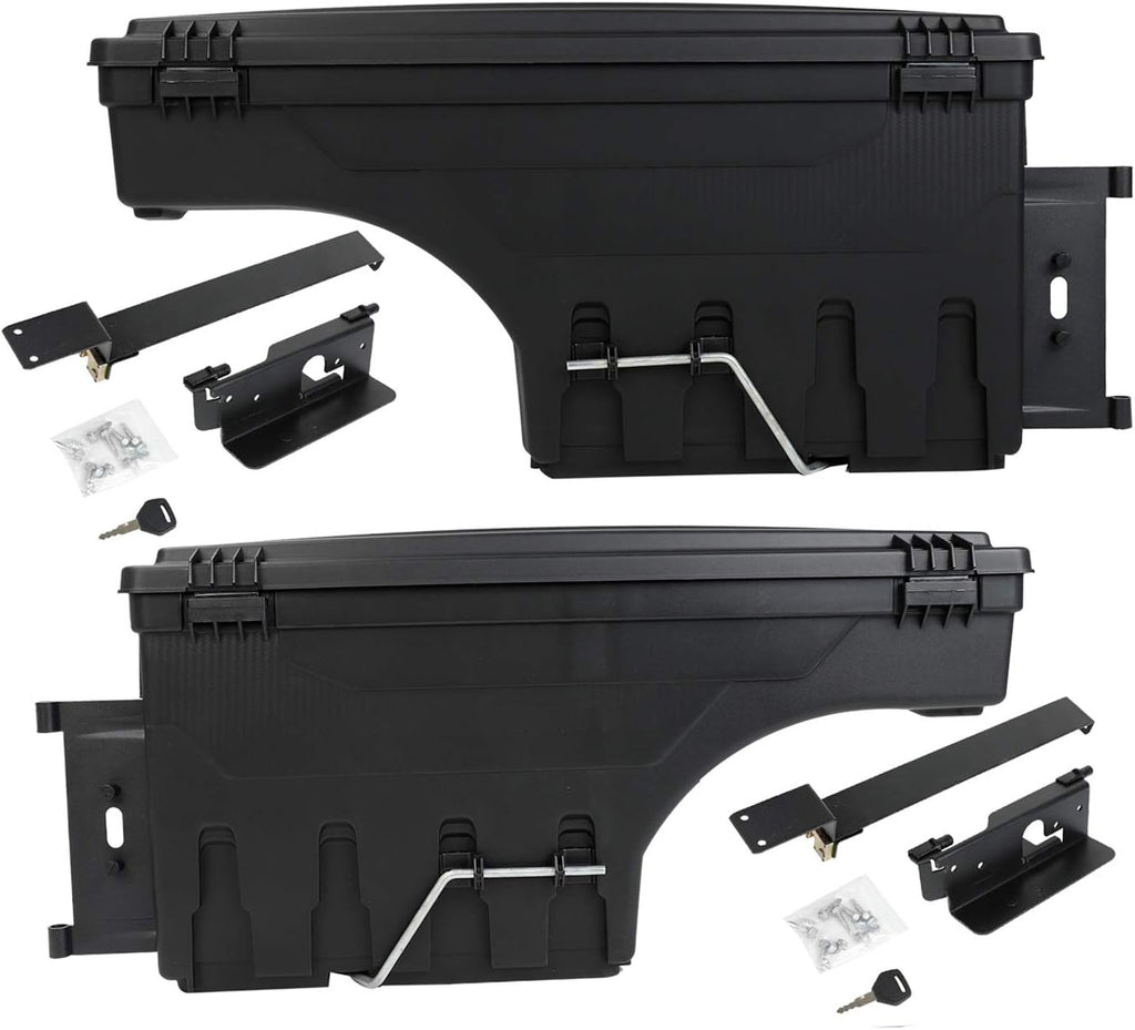 Truck Bed Wheel Well Storage Case Tool Box Black Lockable Storage Box Unit One Pair I3831
