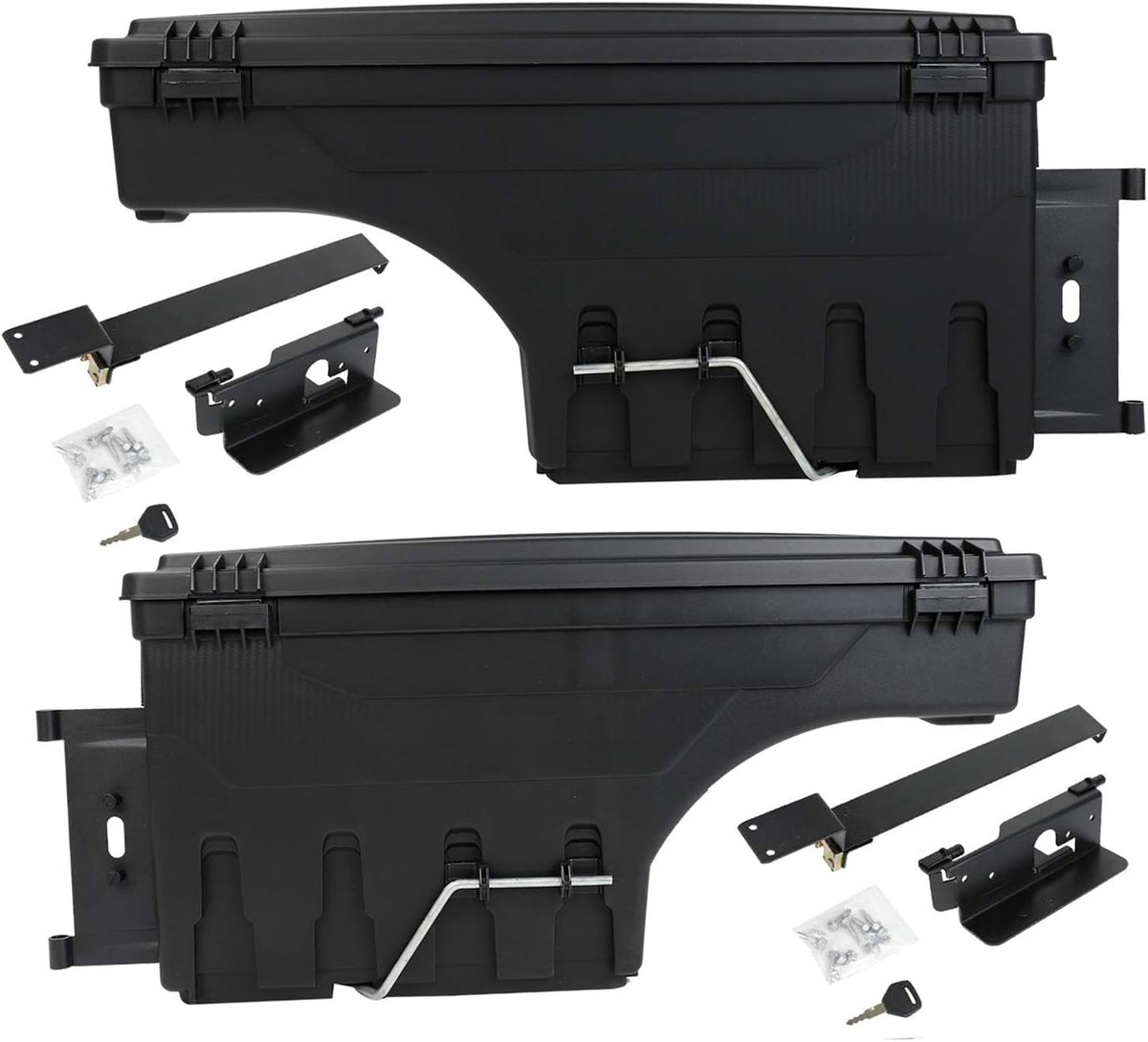 Truck Bed Wheel Well Storage Case Tool Box Black Lockable Storage Box Unit One Pair I3831