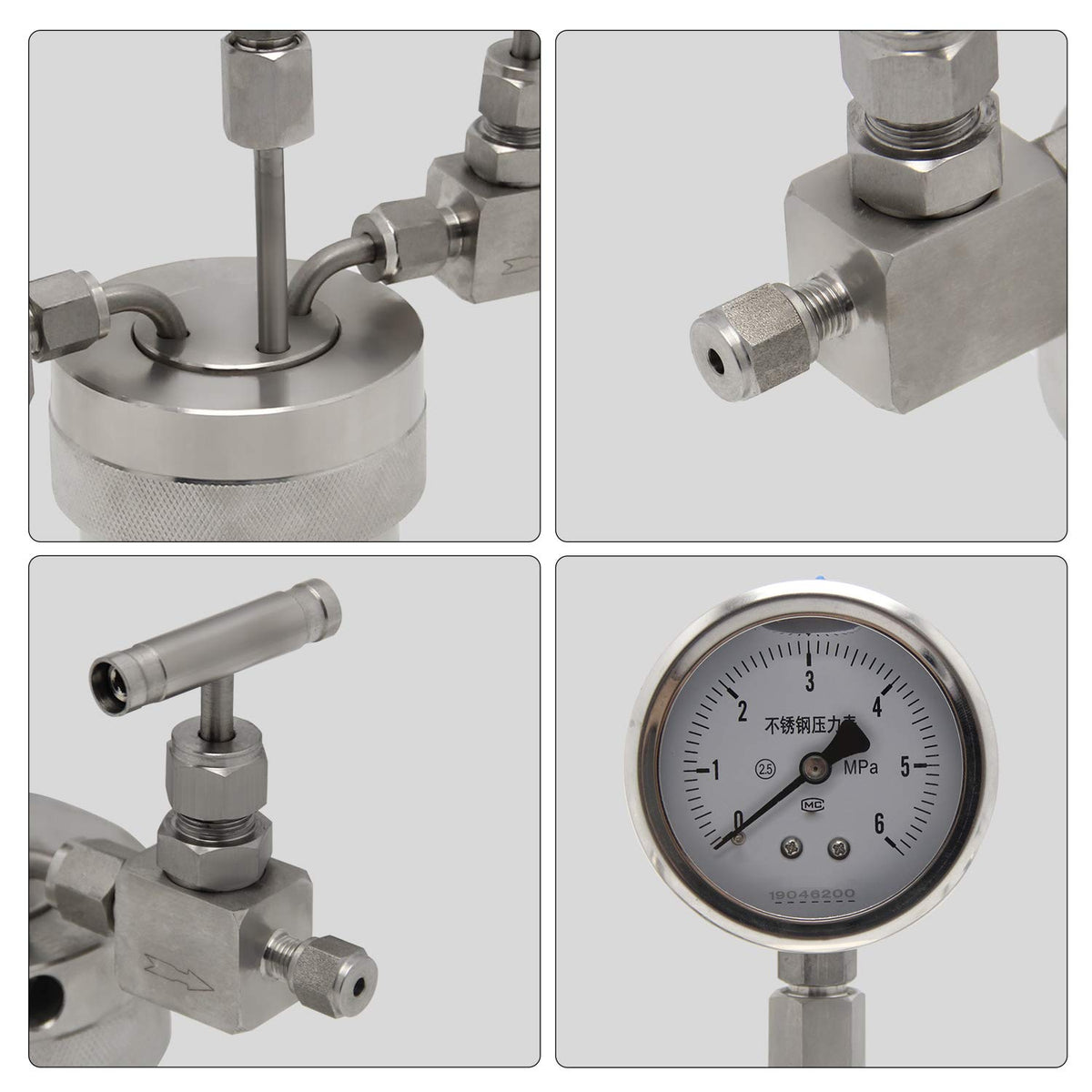 300ml Hydrothermal Synthesis Autoclave Reactor with polytetrafluoroethylene Lining Pressure Gauge B6733