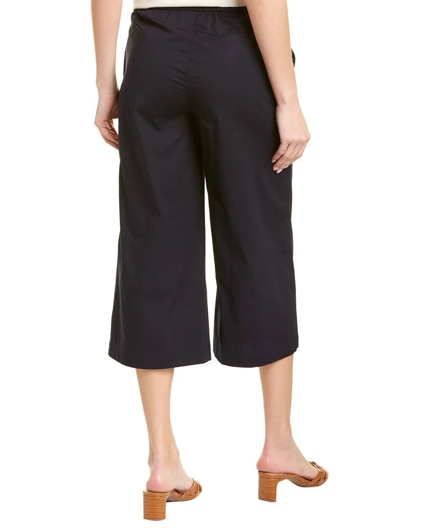 Petite Organic Cotton Stretch Poplin Wide Leg Cropped Pant R19581