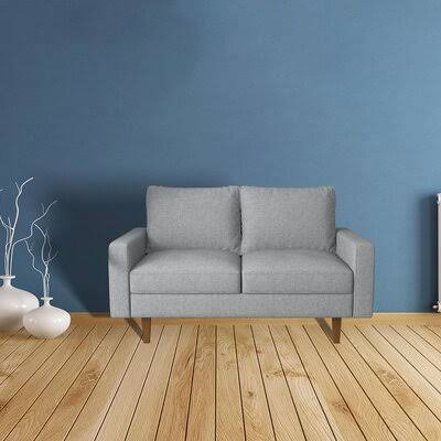 Light Gray Linen Blend Square Arm Loveseat E651