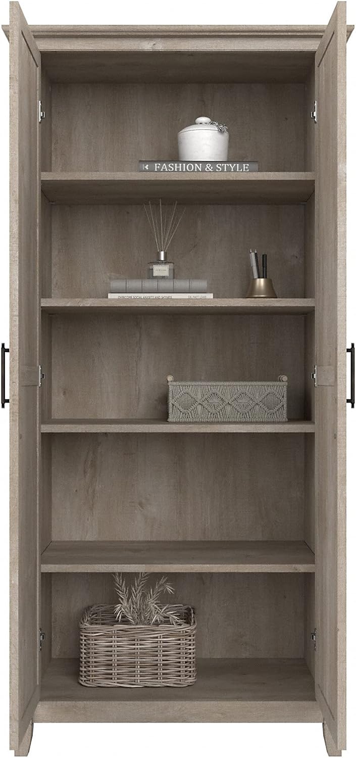 Washed Gray Tall Storage Cabinet with Doors P684148