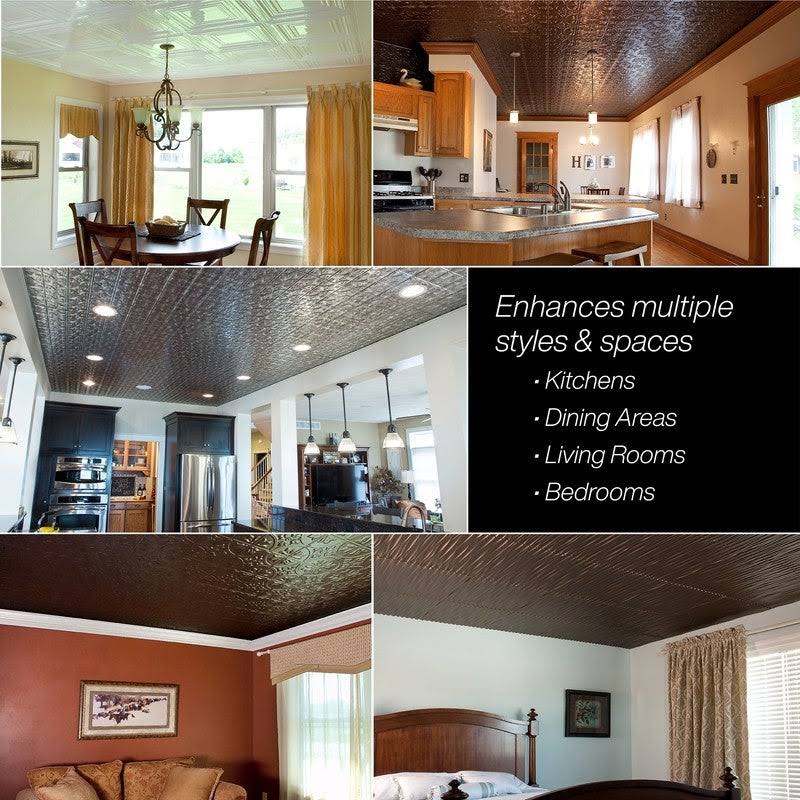 Bermuda Bronze 2ft x 4ft Glue Up Vinyl Ceiling Tile (5 Pack) F517478