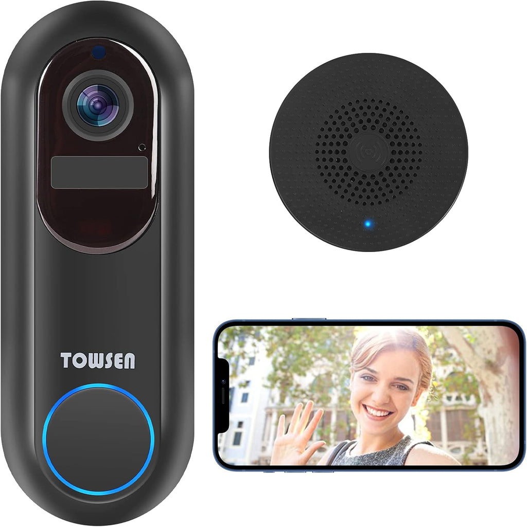 Video Doorbell Camera, 1080P Wireless Home Security Camera with Chime, Night Vision P7160