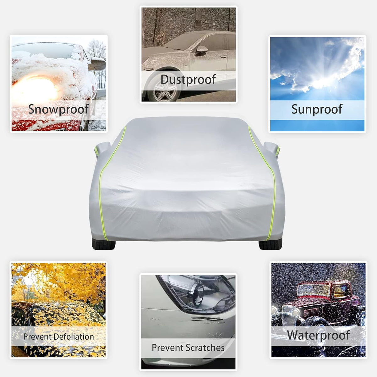 Waterproof All Weather Full Exterior Car Cover with Zipper Q3555