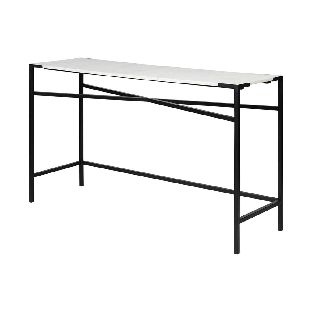 White Marble Top Black Metal Frame Console Table Z438