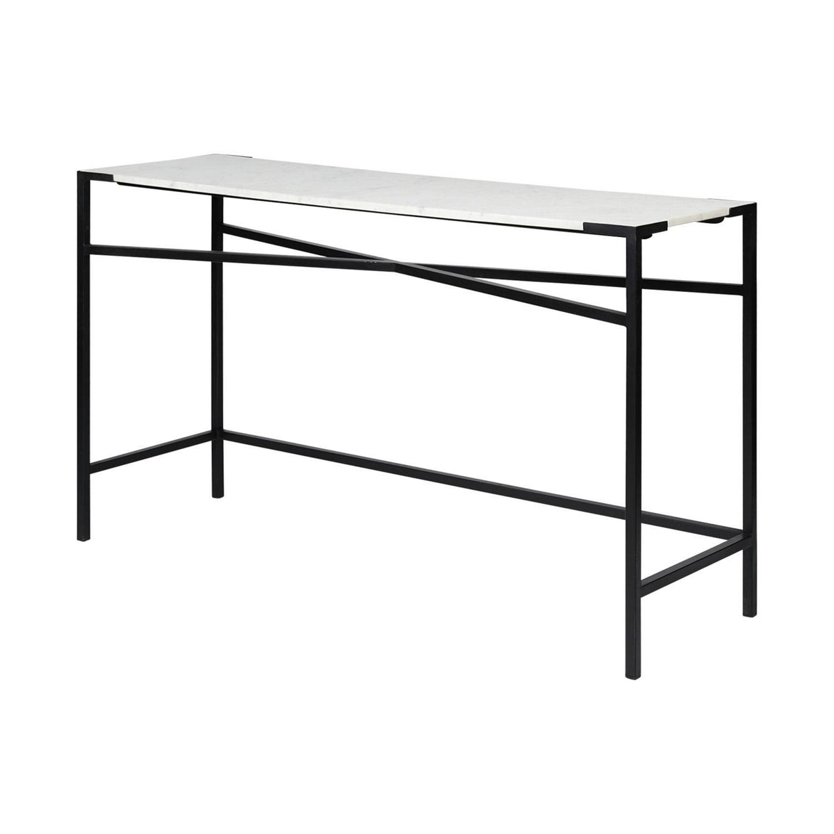 White Marble Top Black Metal Frame Console Table Z438