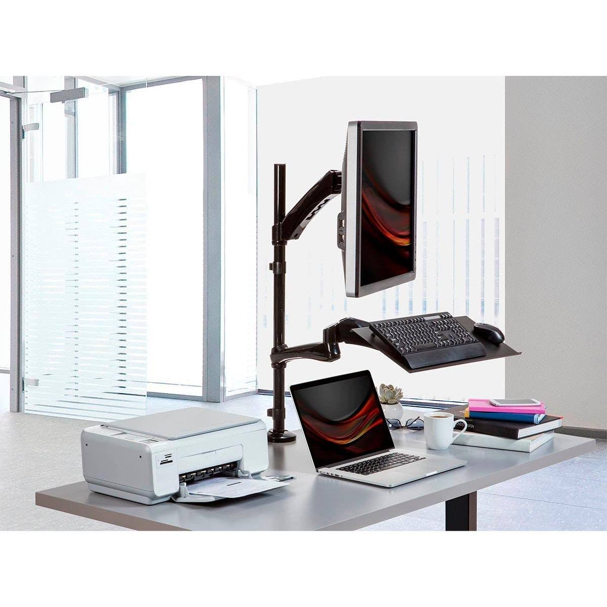 Sit-Stand Articulating Monitor and Keyboard Workstation X74183