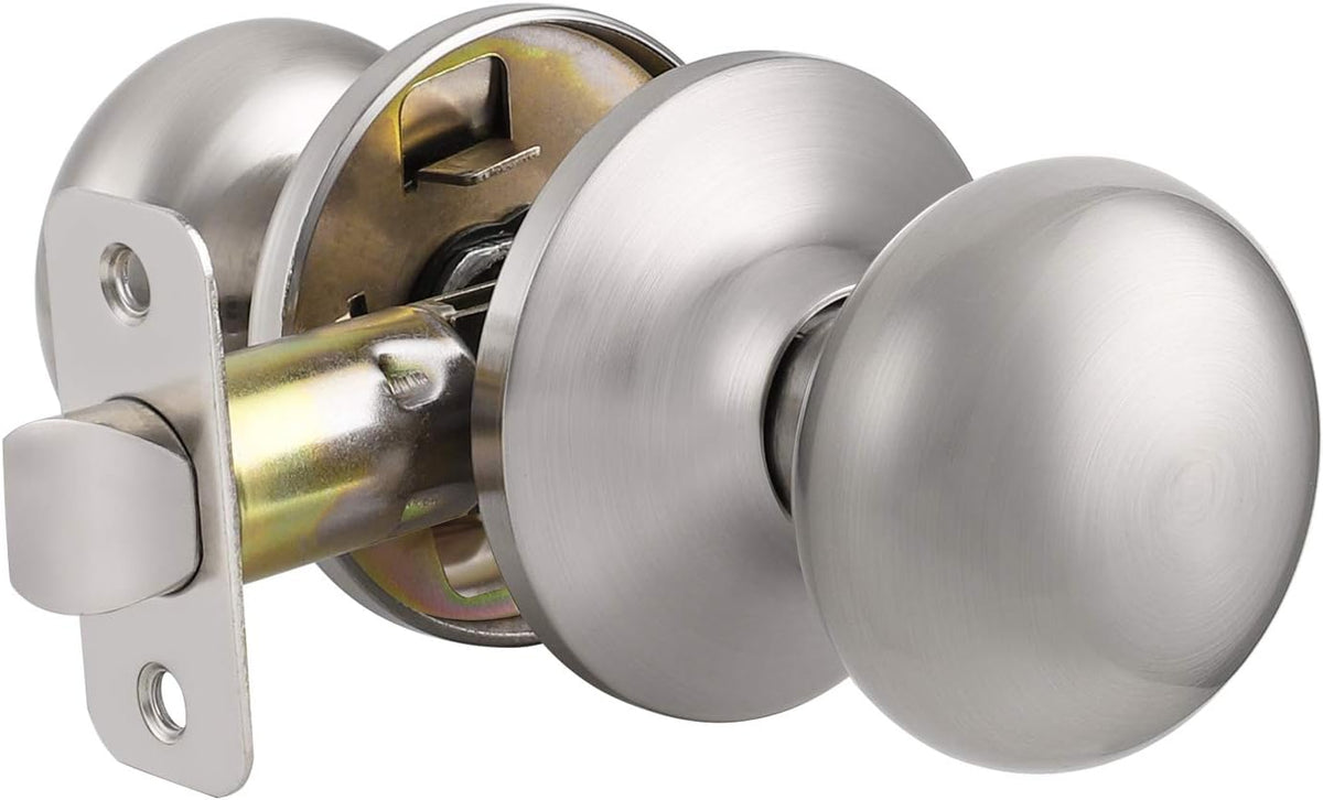 5 Pack Brushed Nickel Keyless Privacy Door Knobs H145