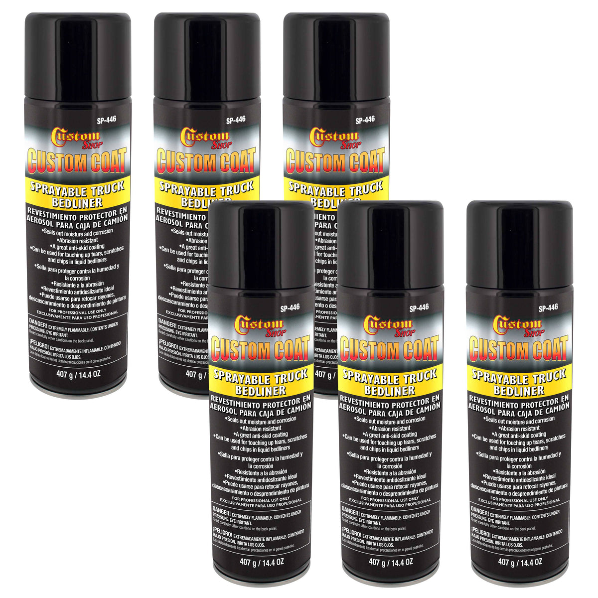 Black Sprayable Truck Bedliner 14.4 Ounce Spray Can (Pack of 6) W2941