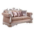 Velvet Champagne Upholstery Poly-Resin Loveseat with 4 Pillows B5993