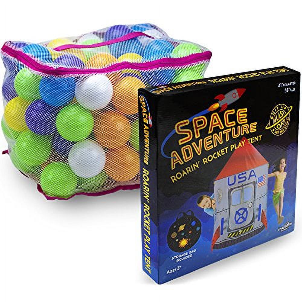 Space Adventure Rocket Play Tent with 100 Soft Ball Pit Balls Z2243