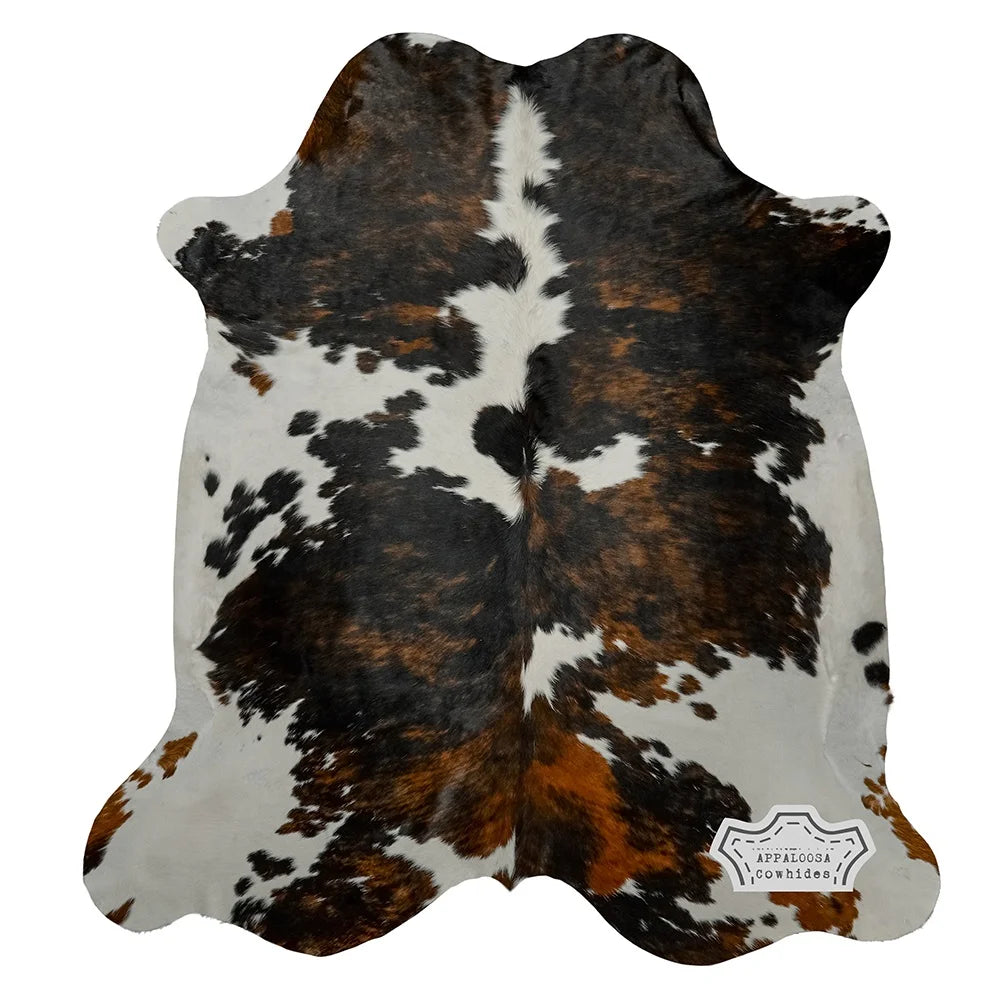 Dark Tricolor Genuine Leather Cowhide Rug, Medium 5' x 7' L399