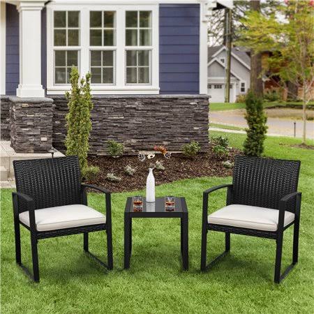 Black 3 Piece Patio Bistro Set X917367