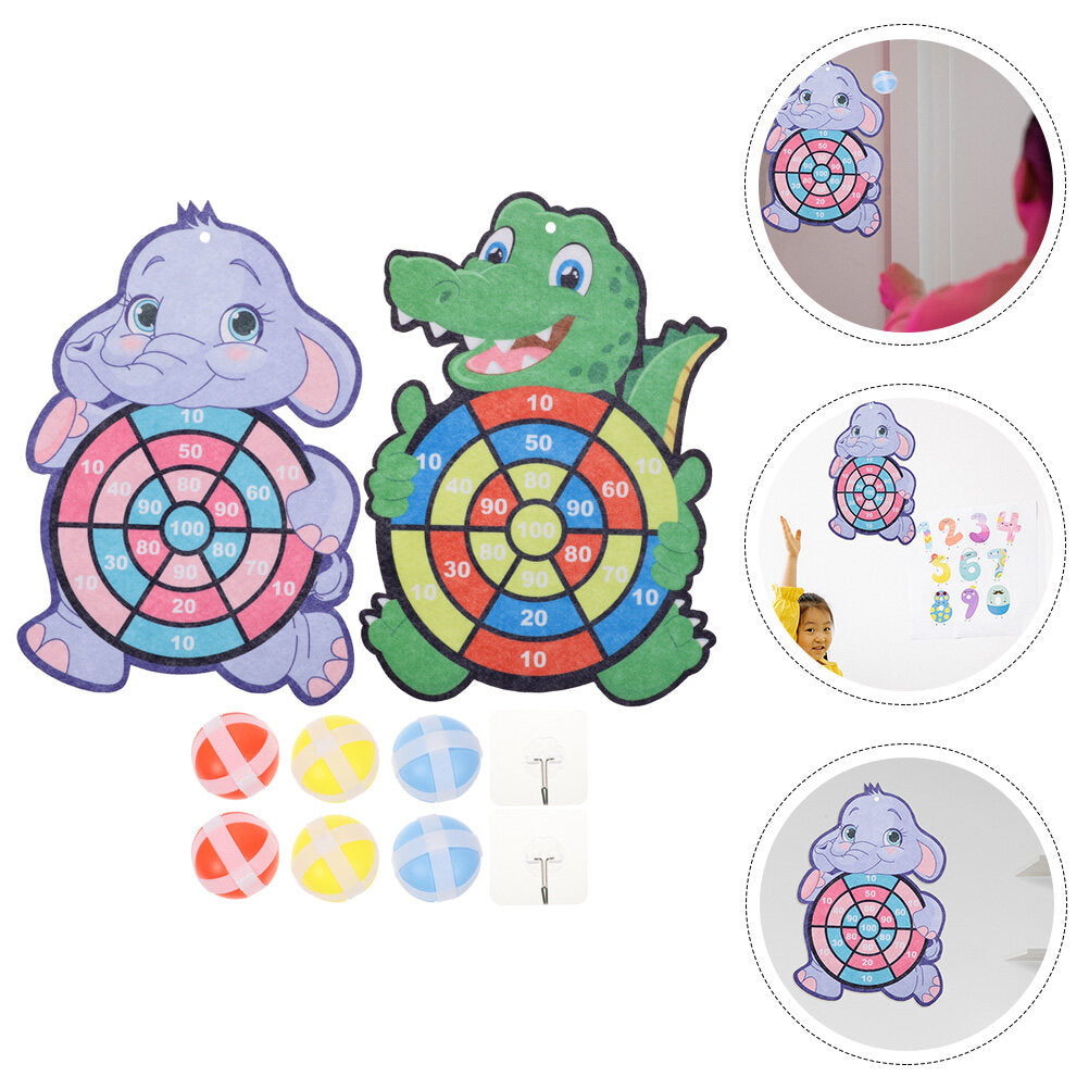 2 Sets Kids Dart Board Game Sticky Balls Cartoon B473137