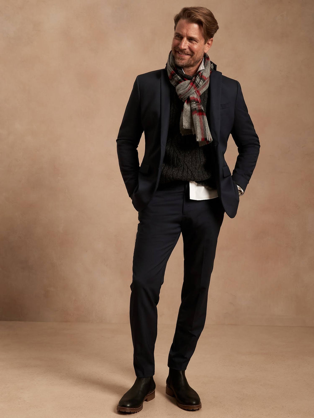 Navy Slim Italian Wool Suit Pant D57556