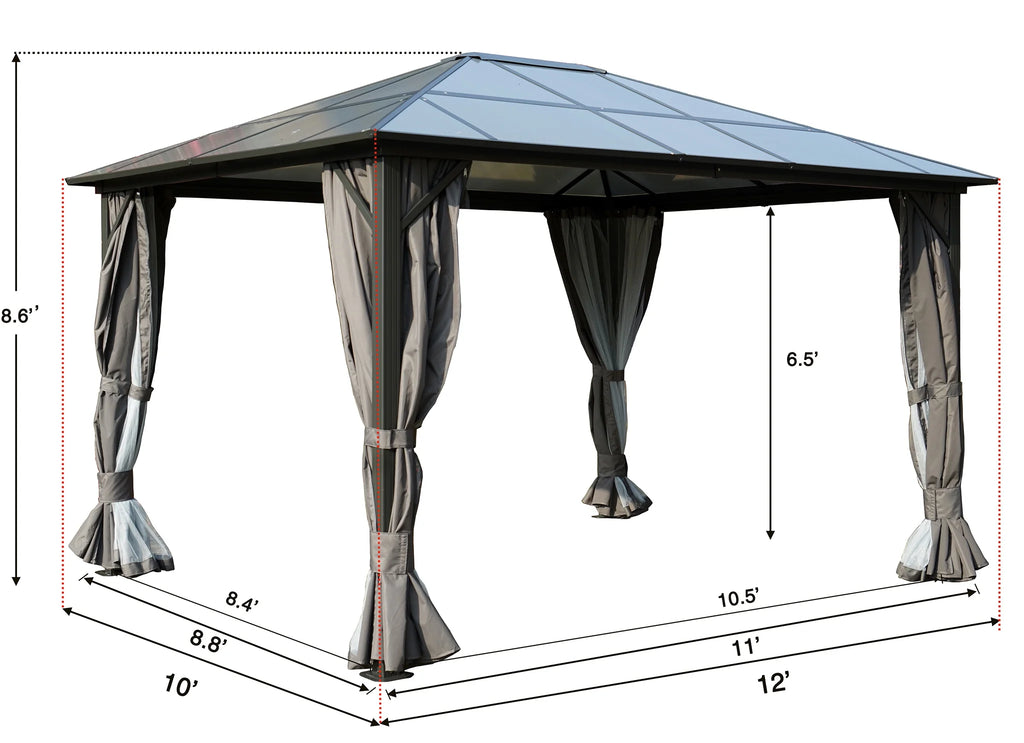 Gray Polycarbonate Aluminum Gazebo Z9039