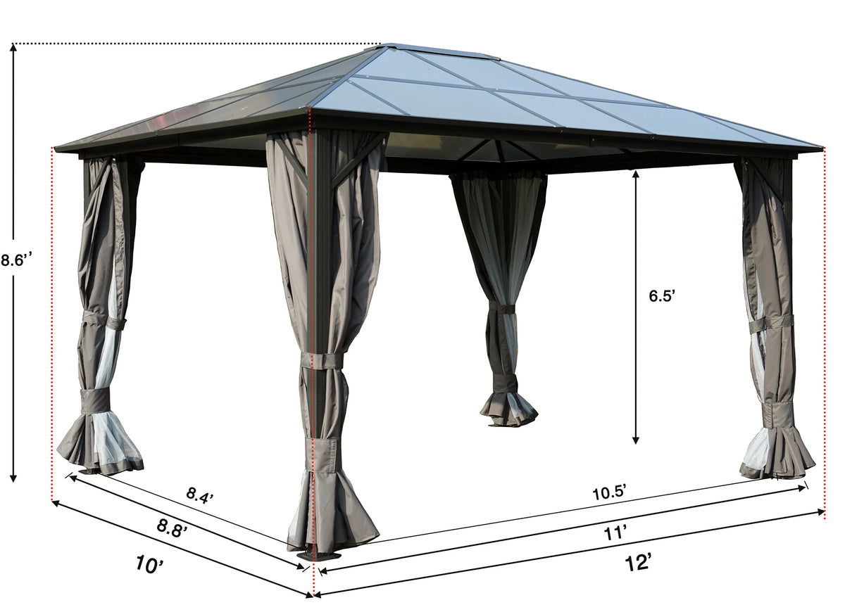 Gray Polycarbonate Aluminum Gazebo Z9039