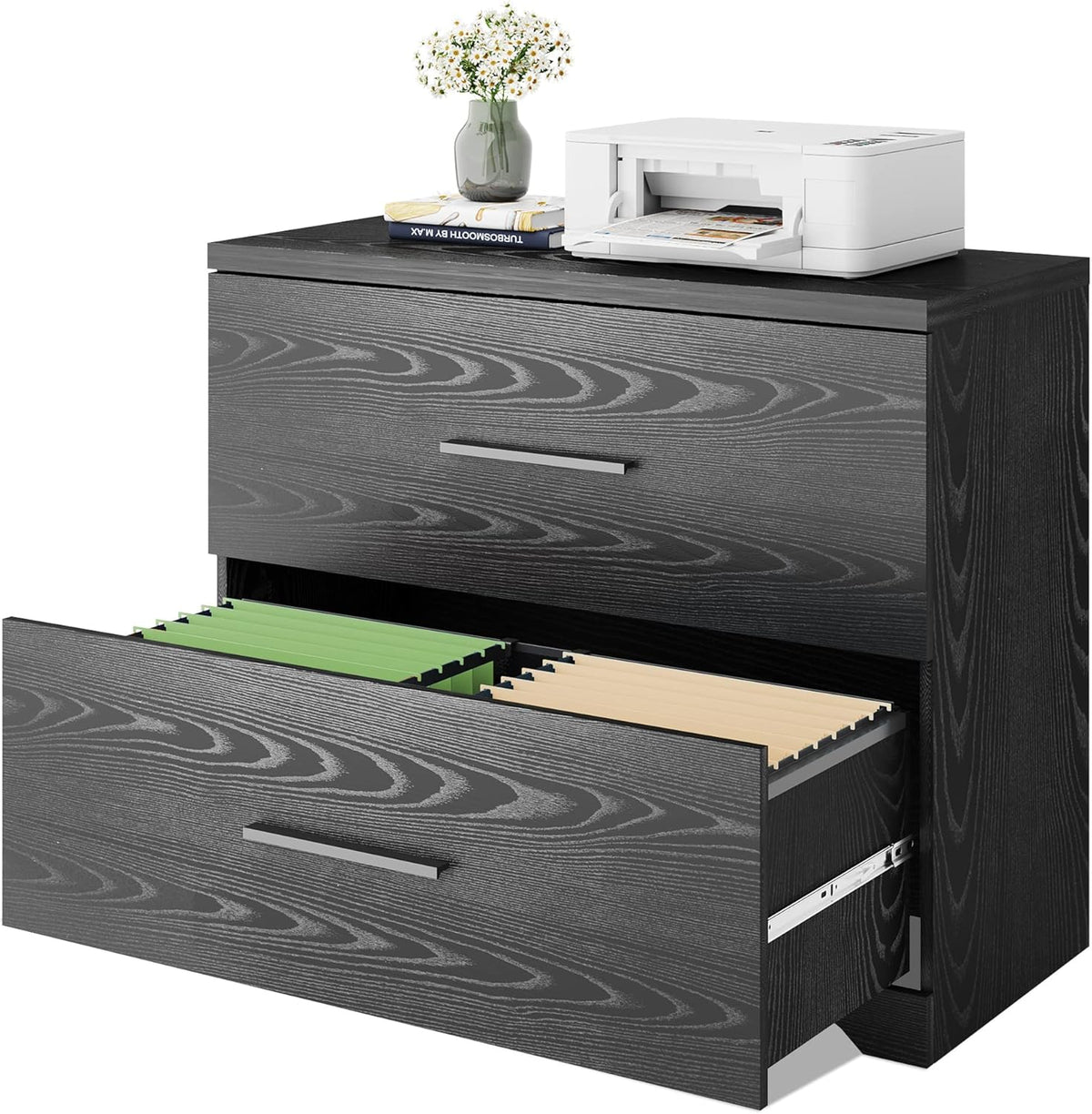 Gray Oak 2 Drawer Wood Lateral File Cabinet M1432