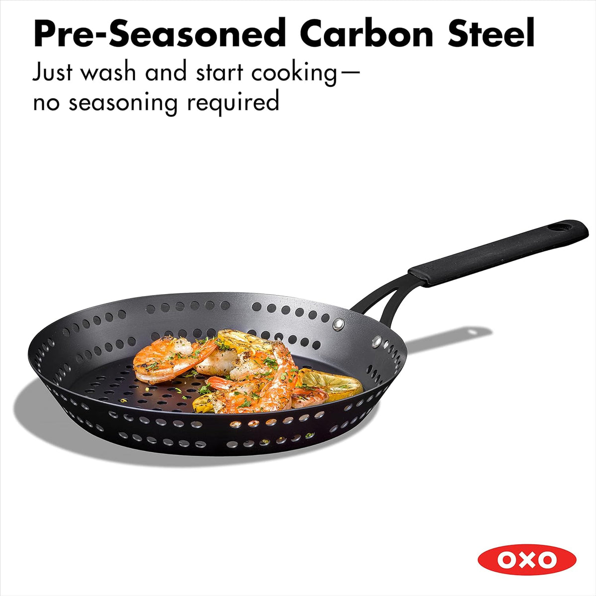 Black 12 Carbon Steel Frying Pan with Silicone Sleeve I2985