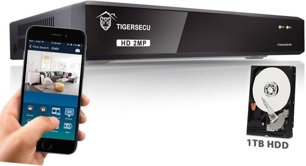 8-Channel Hybrid DVR Security Recorder with 1TB Hard Drive (Renewed) O327