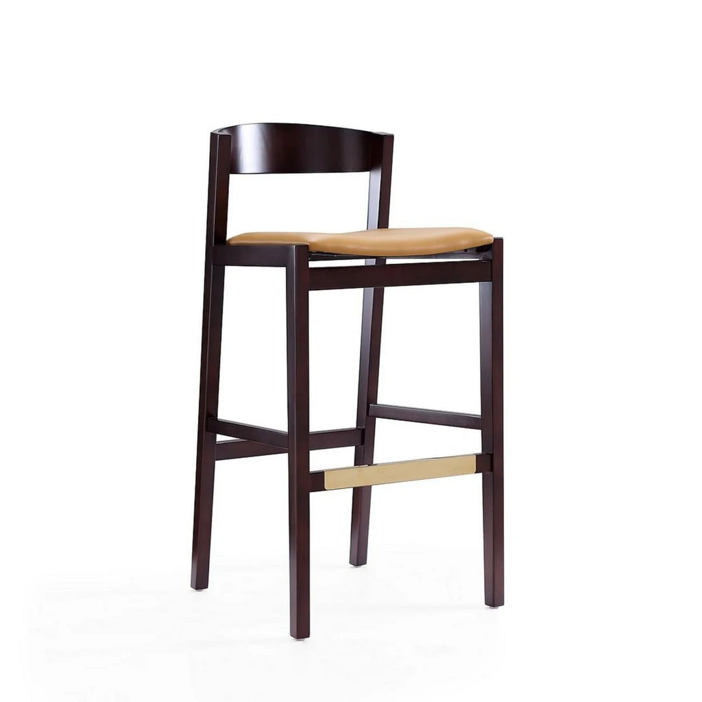 Camel and Dark Walnut Beech Wood Barstool (Set of 2) D6711