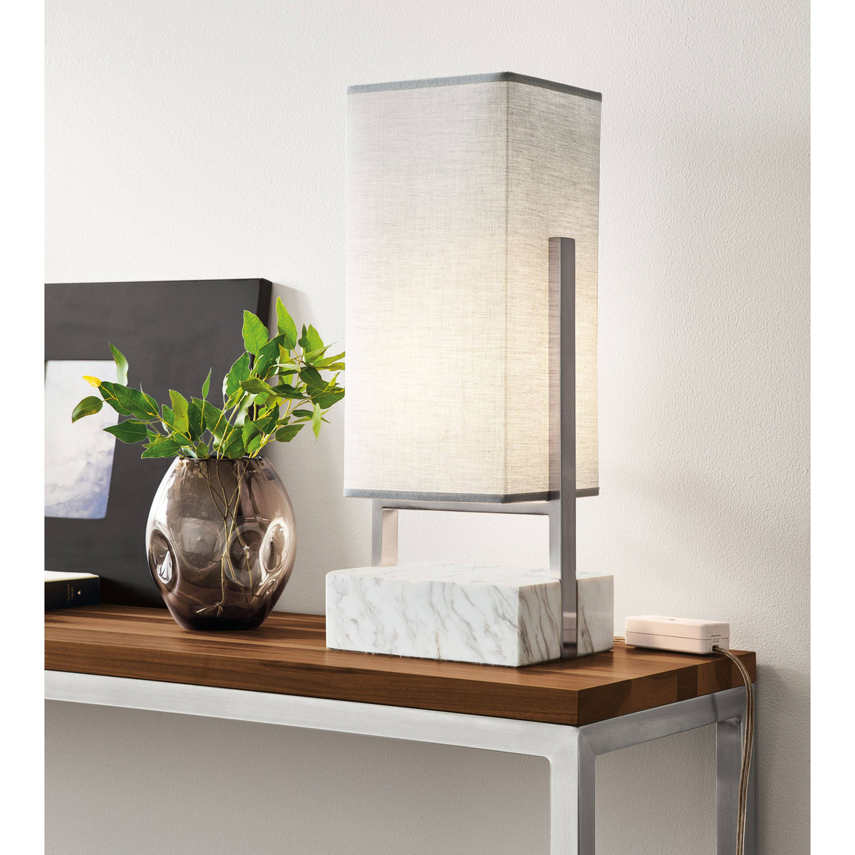 Clear Tempered Glass Console Table with Ocean Blue Base I994