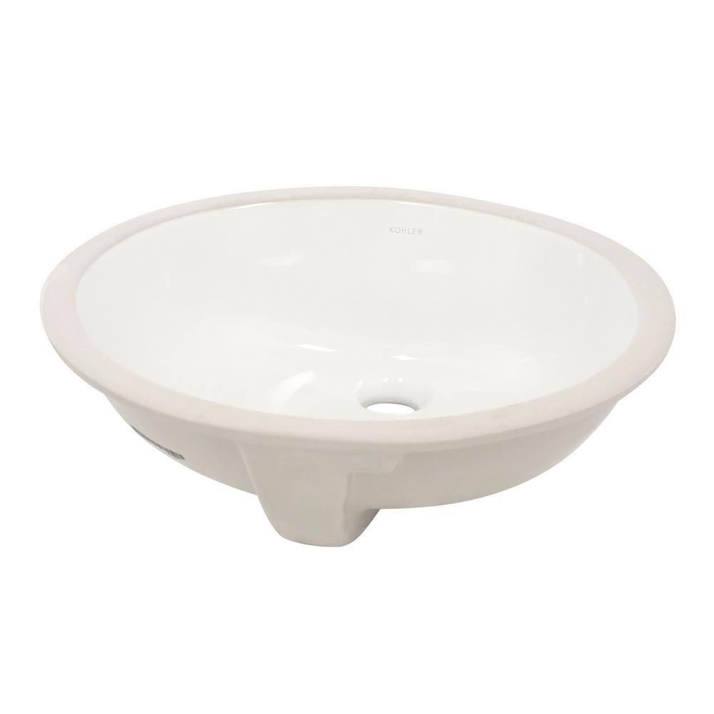 White Undermount Oval Bathroom Sink with Overflow T97886