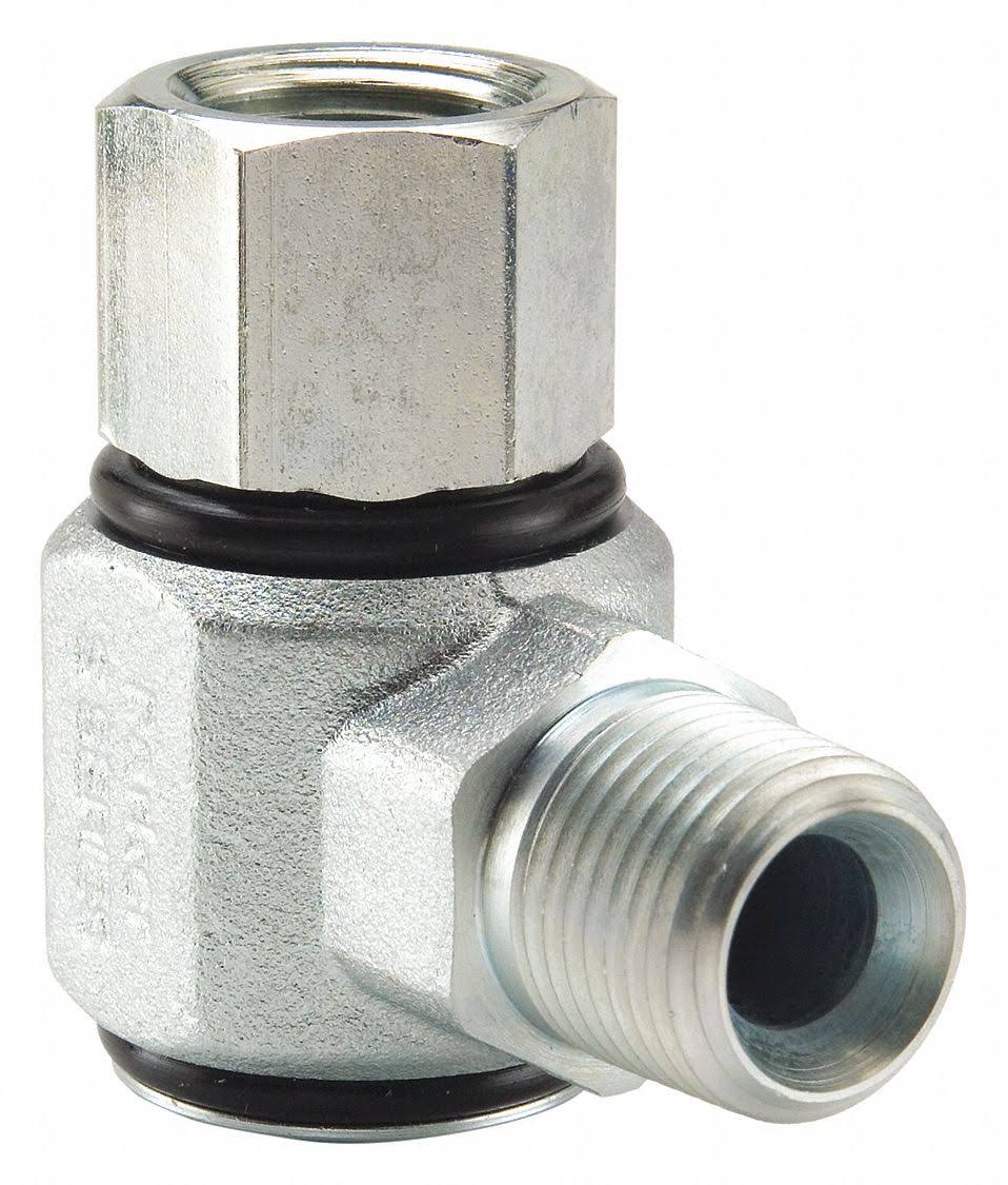 Hydraulic Swivel Fitting, 3/8-18, Female NPTF, Male NPTF, Carbon Steel P42725