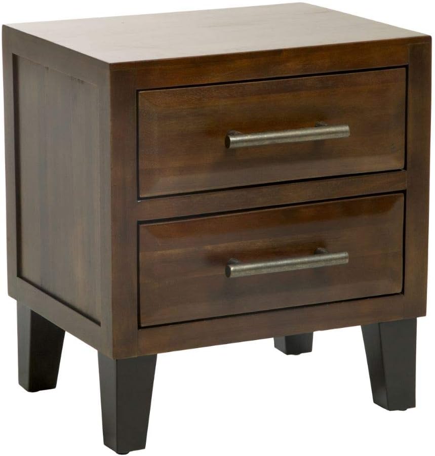 Natural Stained Acacia Wood Two Drawer Night Stand Z879