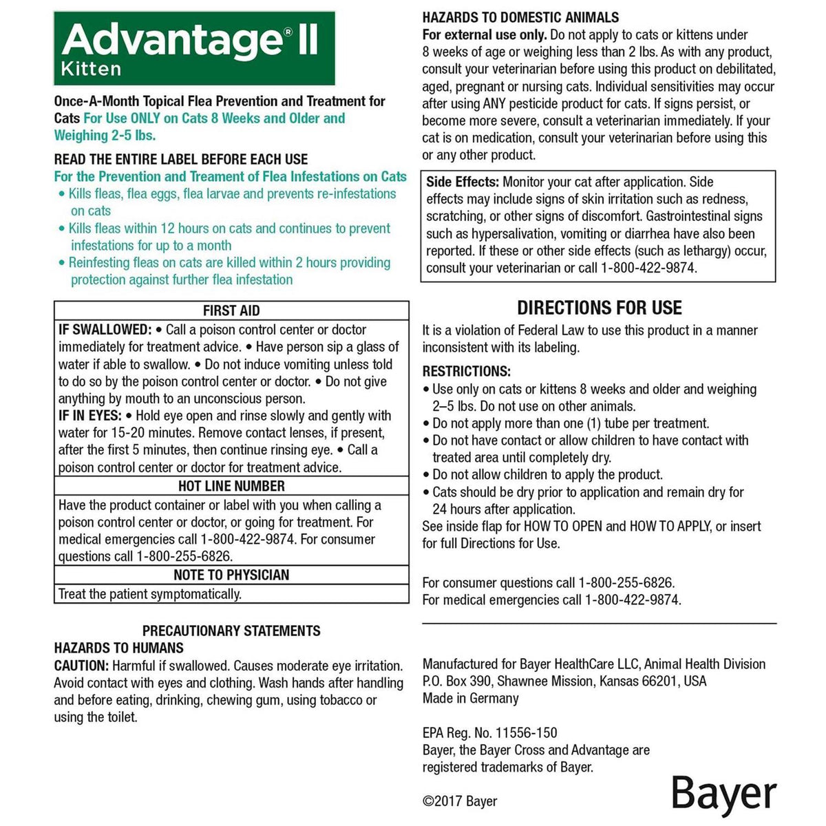 Advantage II Flea Treatment for Kittens Z474378