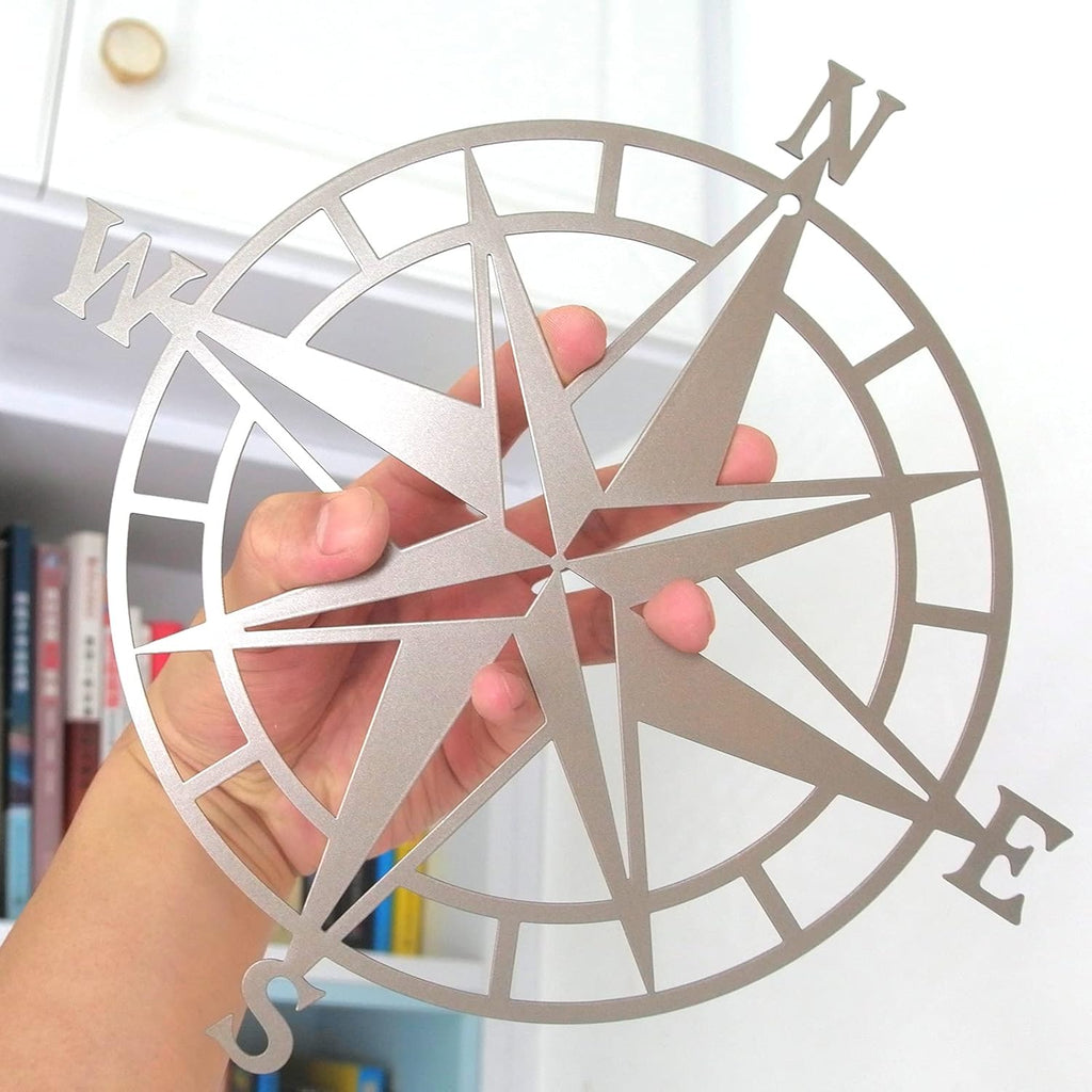 11 Inches Metal Nautical Compass Wall Decor, Cyan Gray, Pack of 2 G33446