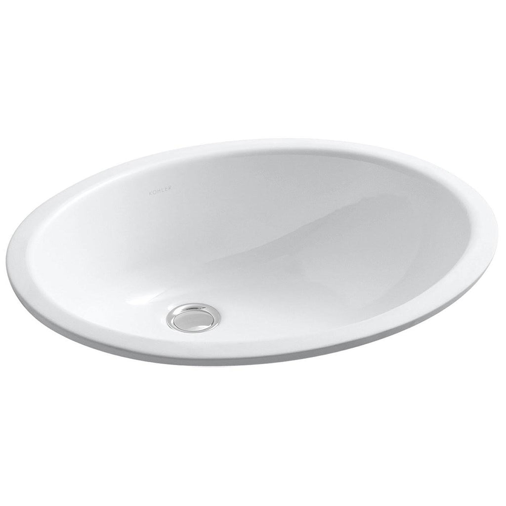White Undermount Oval Bathroom Sink with Overflow T97886