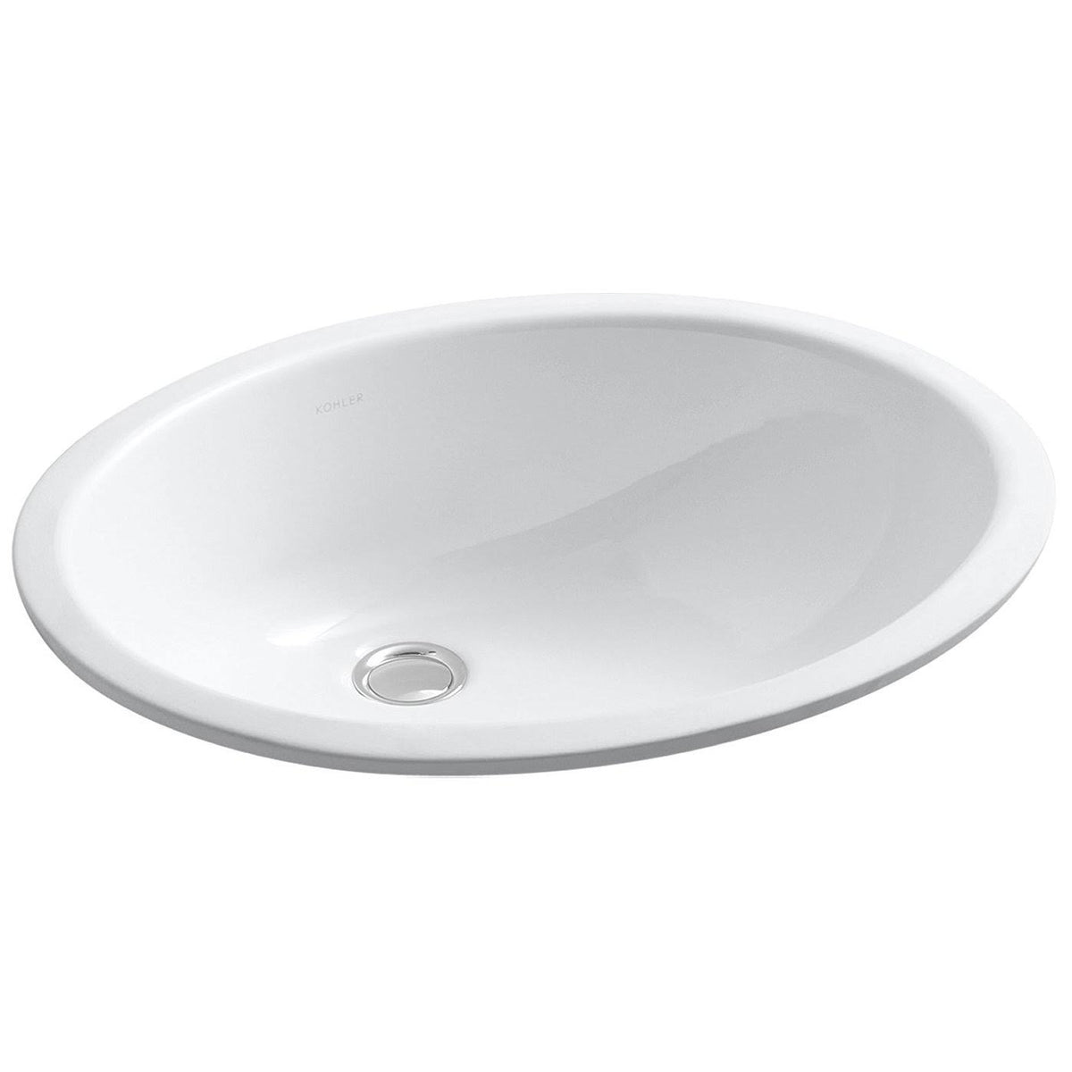 White Undermount Oval Bathroom Sink with Overflow T97886