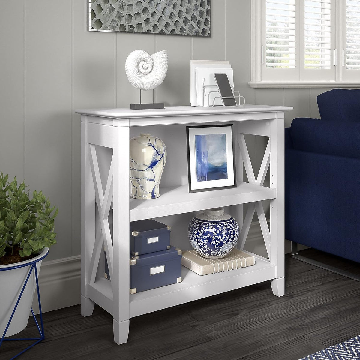 Pure White Oak 2 Shelf Bookcase V52691