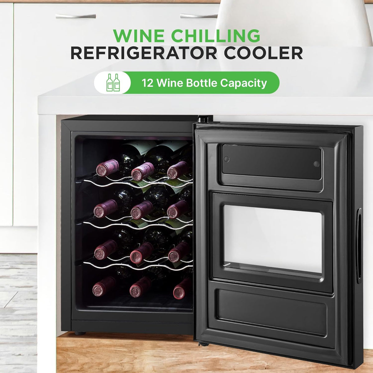 12 Bottle Black Wine Cooler F876