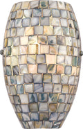 Satin Nickel 1-Light Sconce with Glass/Gray Capiz Shells R16386