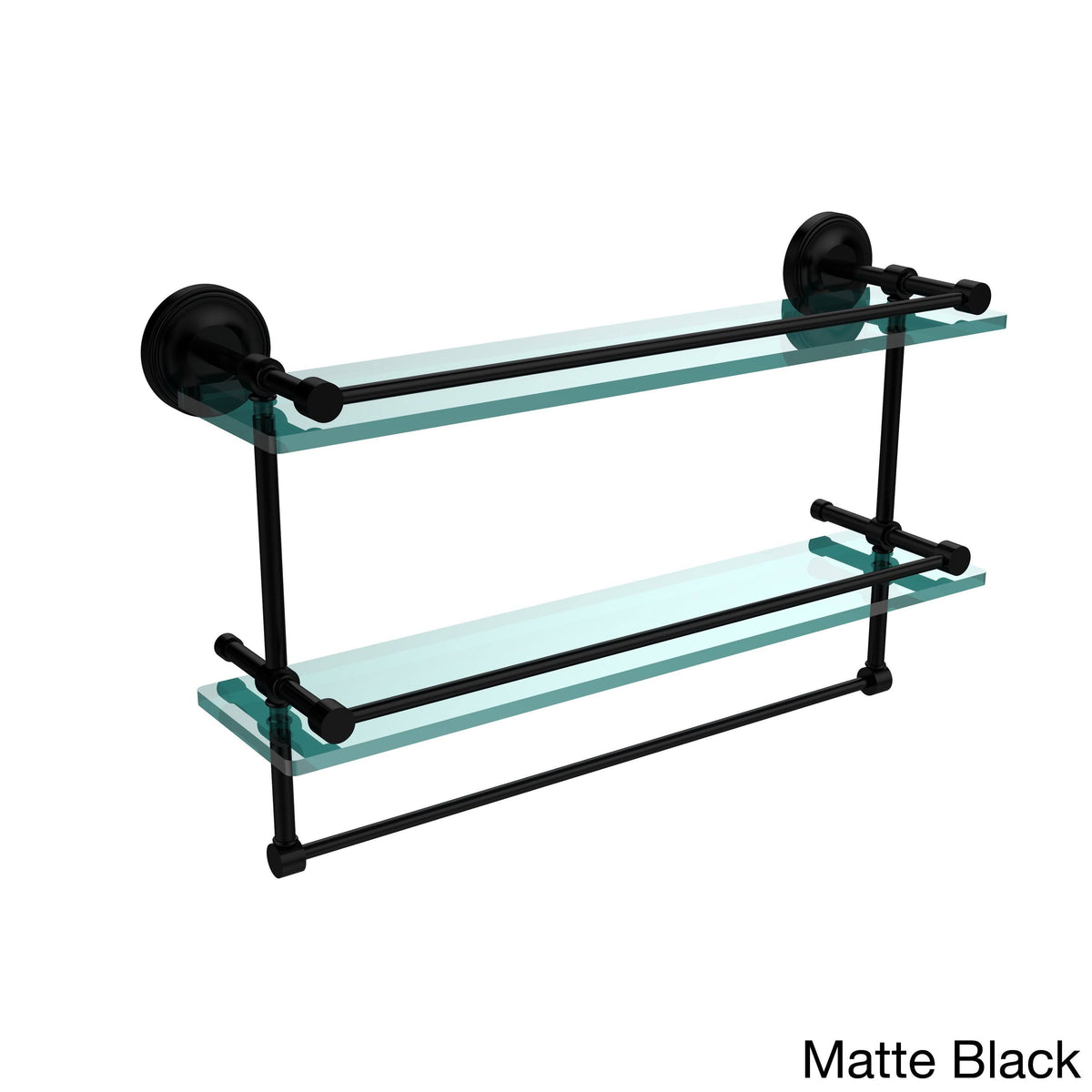 Polished Brass Double Glass Shelf with Towel Bar L999638