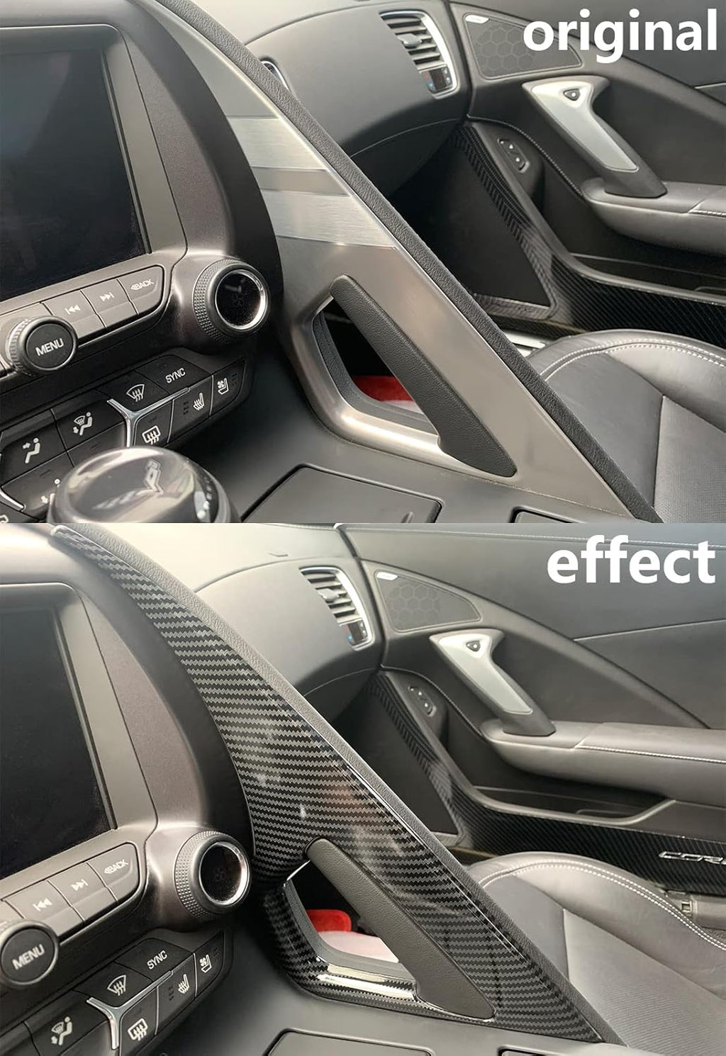 Carbon Fiber Central Control Armrest Cover Trim for 2014-2019 Chevrolet Corvette C7 O895456