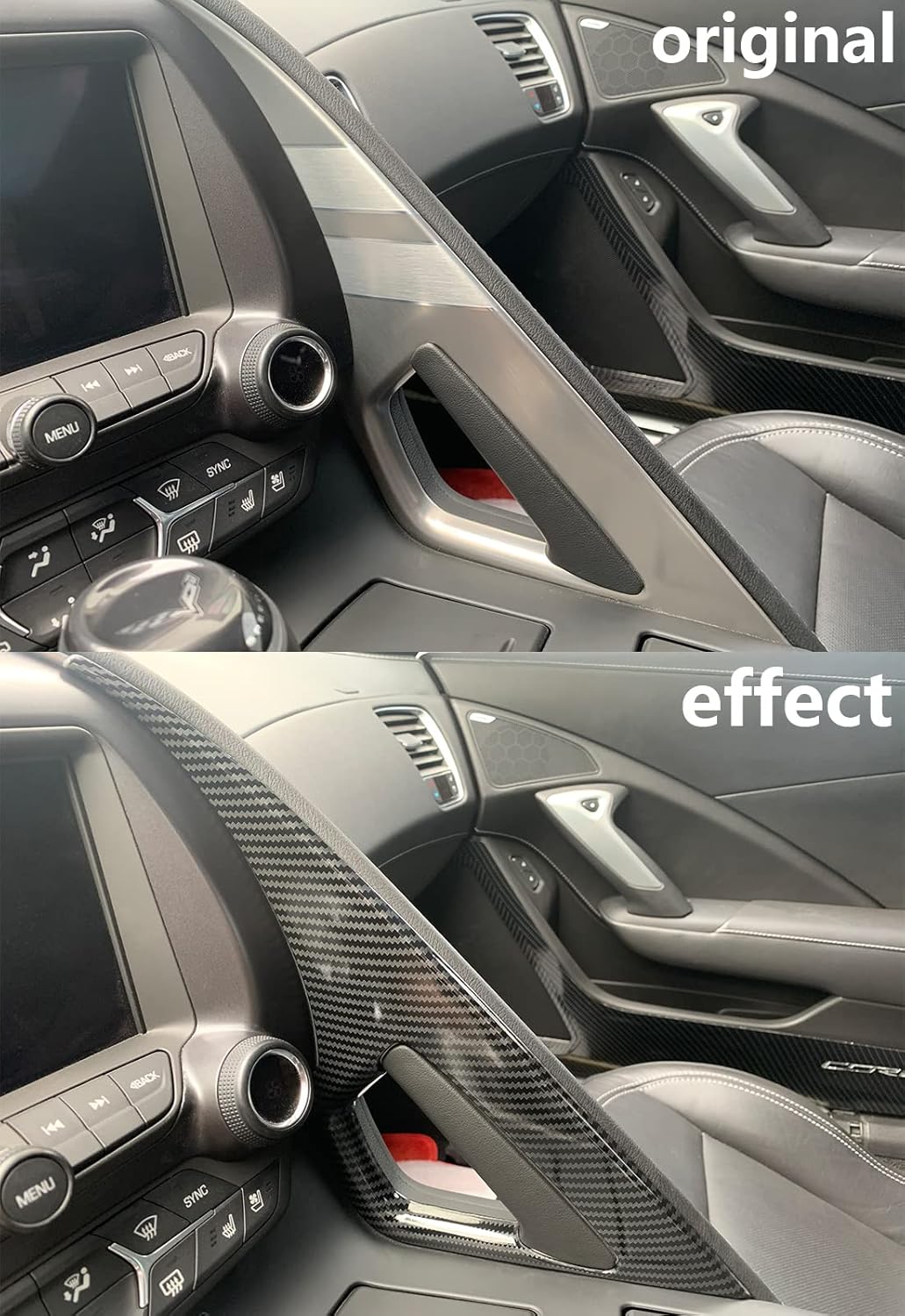 Carbon Fiber Central Control Armrest Cover Trim for 2014-2019 Chevrolet Corvette C7 O895456