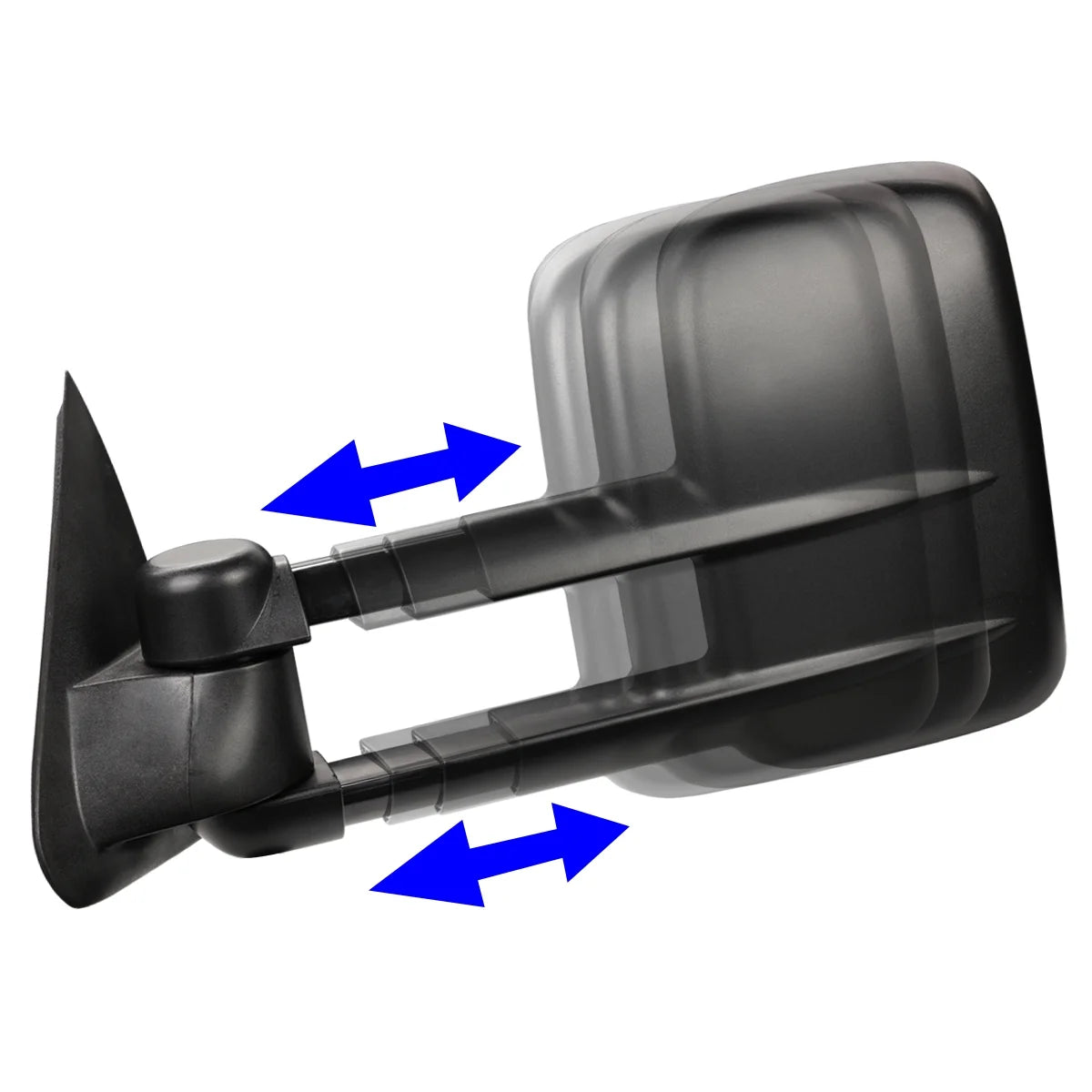 Pair of Black Textured Telescoping Manual Side Towing Mirrors O100163