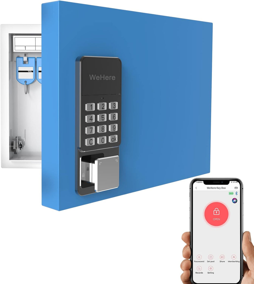 Key Lock Box with 16 Keys, Metal Key Cabinet Wall Mount, Digital Combination Code Lock Box U802