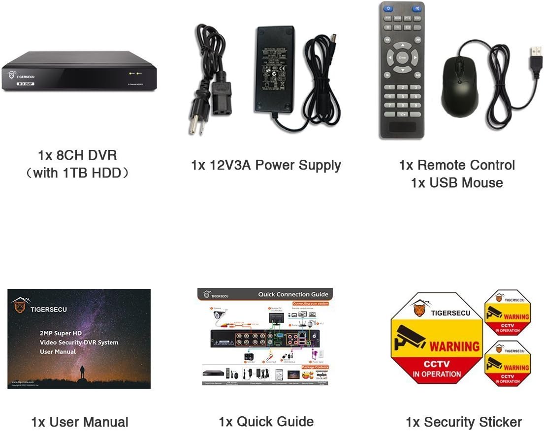 8-Channel Hybrid DVR Security Recorder with 1TB Hard Drive (Renewed) O327