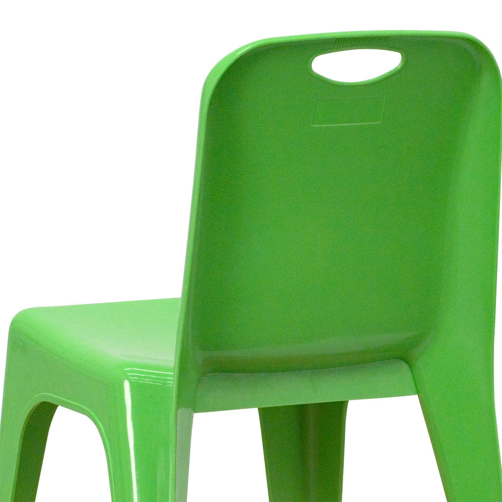 Green Plastic Stackable School Chair with Carrying Handle U591646