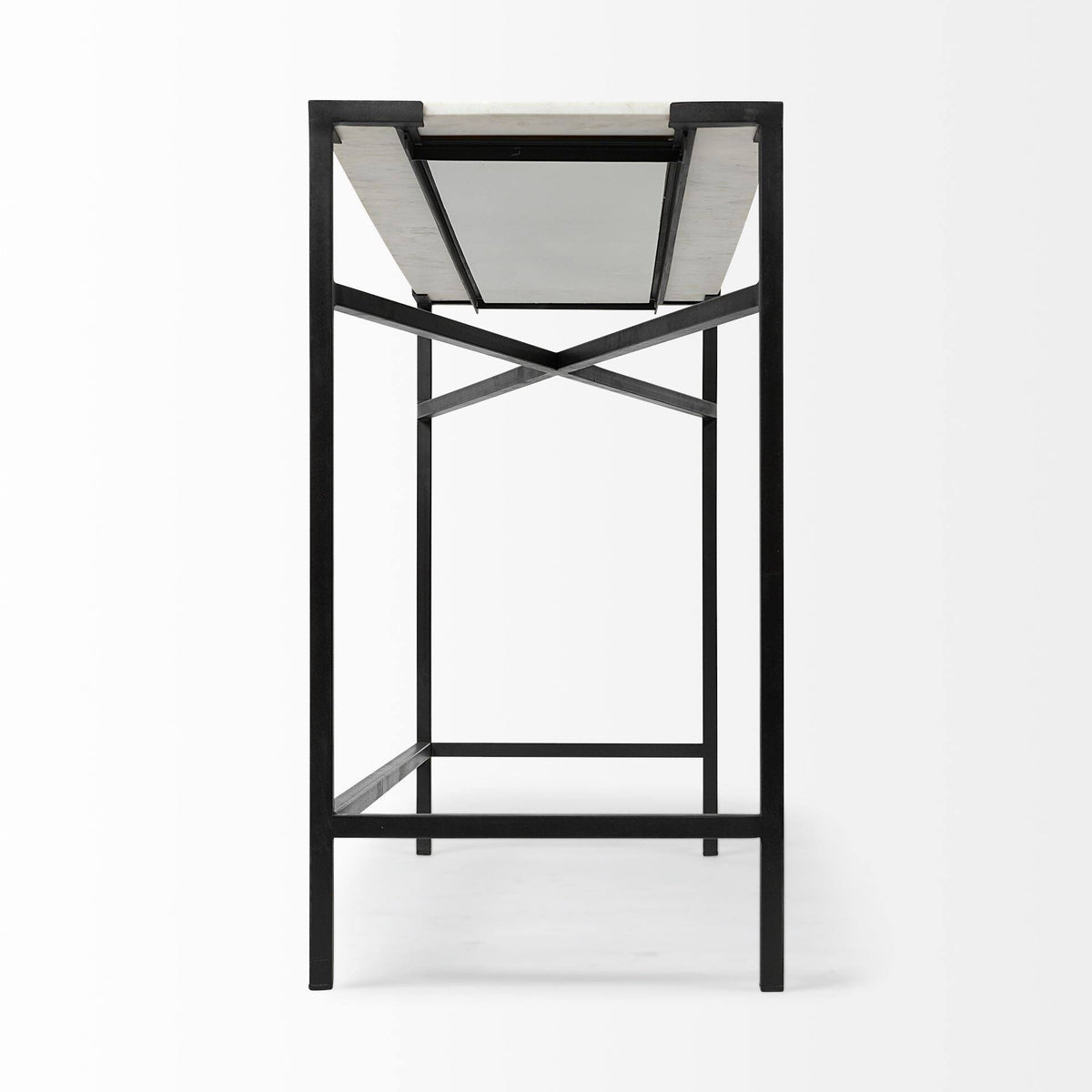 White Marble Top Black Metal Frame Console Table Z438