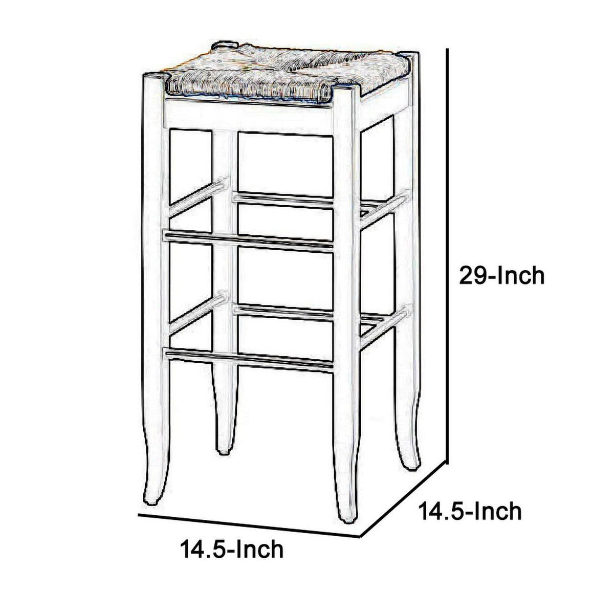 Beige and Black Woven Wooden Frame Barstool with Saber Legs J4333